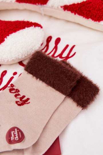 Ziemassvētku zeķes Bērnu apavi ar kažokādu Un Ziemeļbrieži INełna Alpaka smilšu krāsas