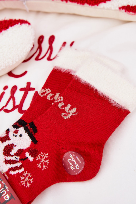 Ziemassvētku zeķes Bērnu apavi ar kažokādu I BałInanem INełna Alpaka sarkanas krāsas