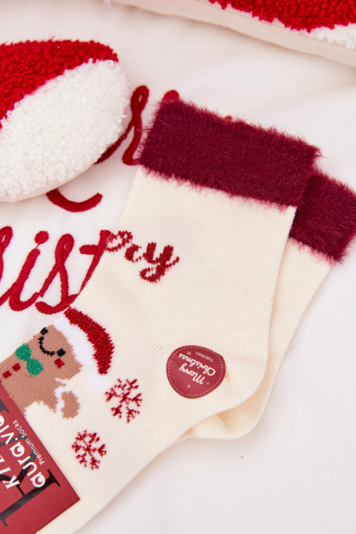 Ziemassvētku zeķes Bērnu apavi Piernik I ar kažokādu INełna Alpaka Ecru