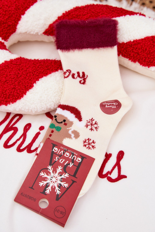 Ziemassvētku zeķes Bērnu apavi Piernik I ar kažokādu INełna Alpaka Ecru