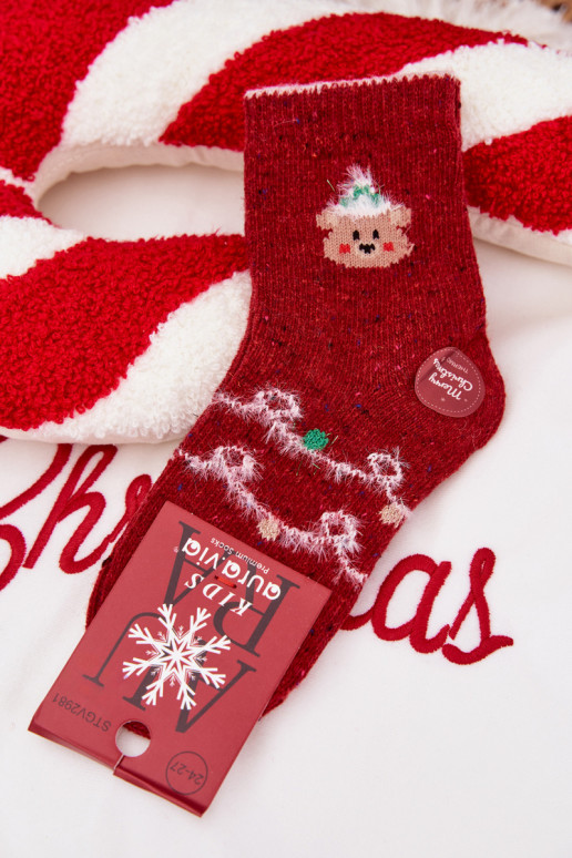 Bērnu apavi Christmas Zeķes Ar Lāci INełna Alpaka sarkanas krāsas