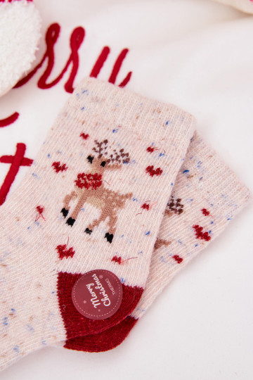 Bērnu apavi Christmas Zeķes Ar ziemeļbriežiem INełna Alpaka smilšu krāsas