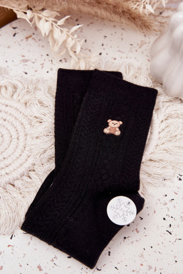 silti Zeķes Sieviešu Ar Vilnu Lācis melnas krāsas