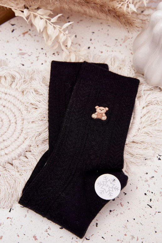 silti Zeķes Sieviešu Ar Vilnu Lācis melnas krāsas