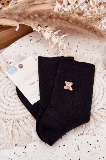 silti Zeķes Sieviešu Ar Vilnu Lācis melnas krāsas 2