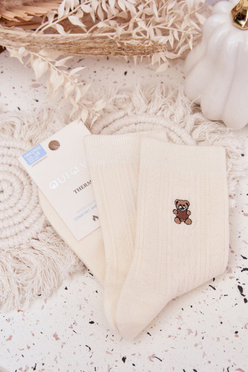 silti Zeķes Sieviešu Ar Vilnu Lācis Ecru 2