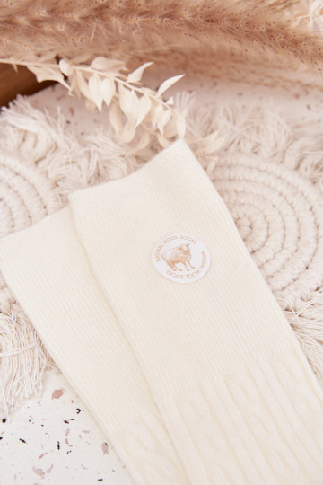 Długie INełniane Zeķes Sieviešu Ecru