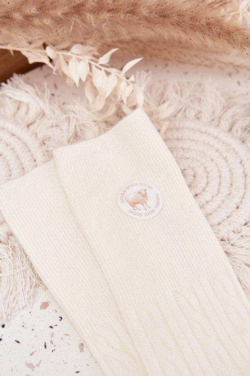 Długie INełniane Zeķes Sieviešu Ecru