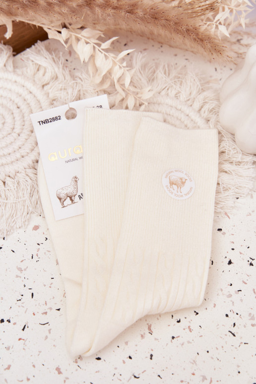 Długie INełniane Zeķes Sieviešu Ecru