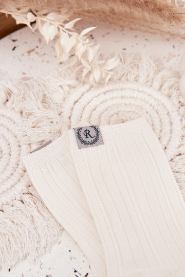 Kokvilnas zeķes ar svītrām Sieviešu Ecru