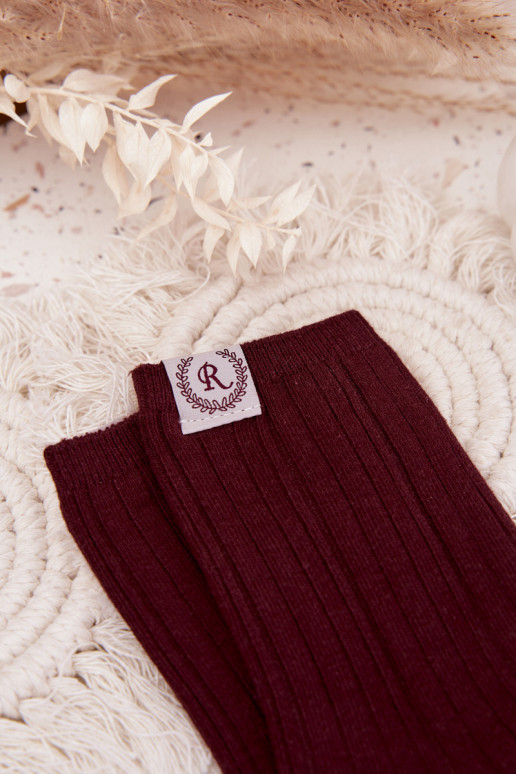 Kokvilnas zeķes ar svītrām Sieviešu bordo krāsas