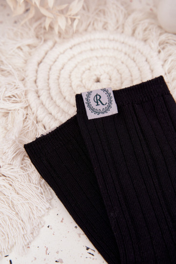 Kokvilnas zeķes ar svītrām Sieviešu melnas krāsas