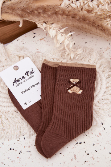 Kokvilnas zeķes ar svītrām Ar Lāci CzekoladoIne 2