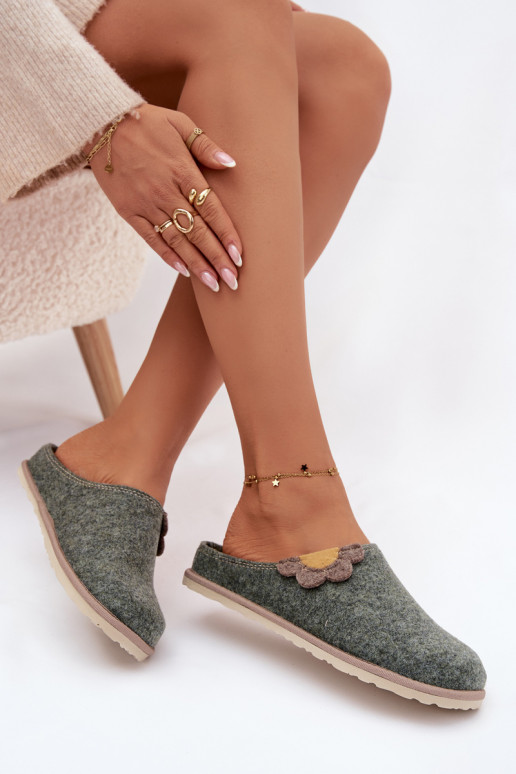 Čības Sieviešu Ar Ziedu Inblu CS000043 Zaļas krāsas