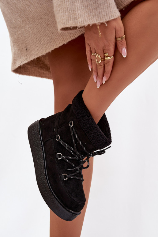 sniega apavi Sieviešu ar platformu un stilīgām detaļām melnas krāsas Roselya