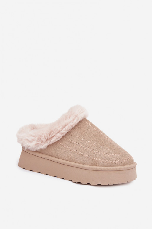 sniega apavi Sieviešu ar platformu ar kažokādu I Przeszyciami Ziloņkaula krāsas Arelina