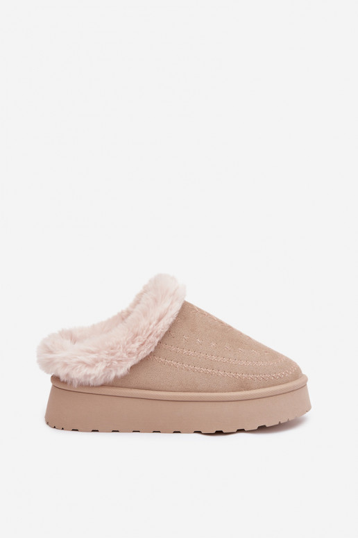 sniega apavi Sieviešu ar platformu ar kažokādu I Przeszyciami Ziloņkaula krāsas Arelina