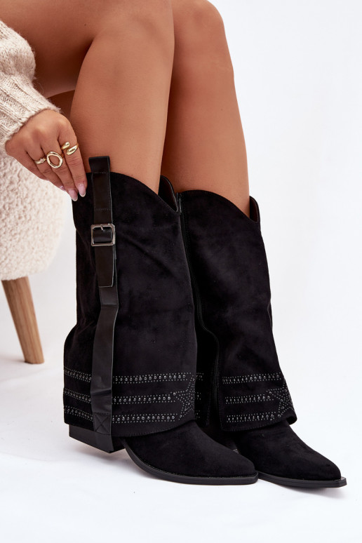 garie zābaki Kovboju zābaki Sieviešu Ar Dekorāciju I ar sprādzēm melnas krāsas Camilora