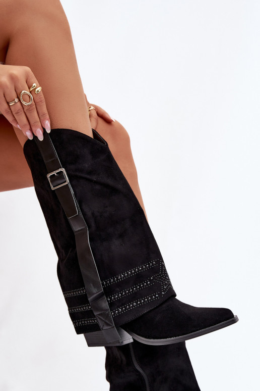 garie zābaki Kovboju zābaki Sieviešu Ar Dekorāciju I ar sprādzēm melnas krāsas Camilora