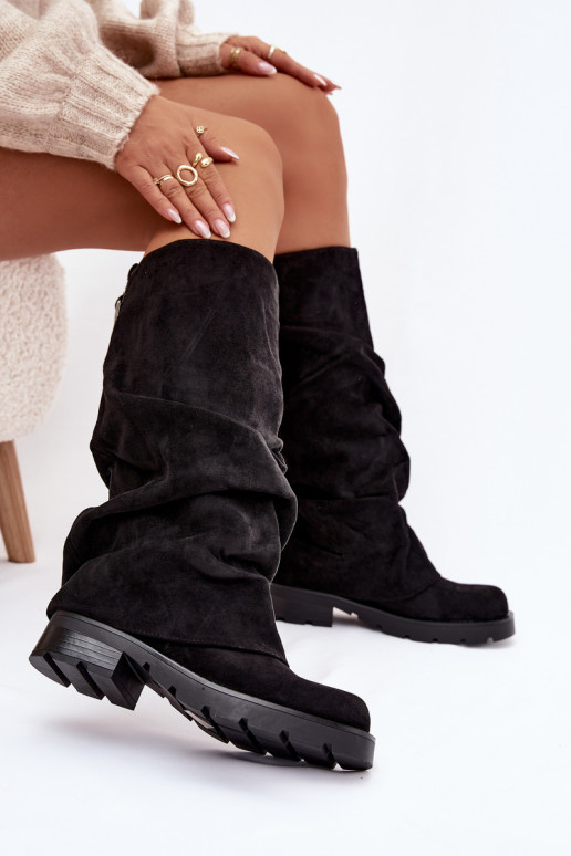 Sieviešu garie zābaki Paslīdēt uz Ar savilktu augšdaļu melnas krāsas Ilvessa