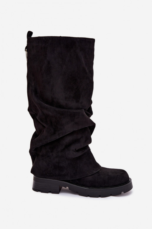 Sieviešu garie zābaki Paslīdēt uz Ar savilktu augšdaļu melnas krāsas Ilvessa