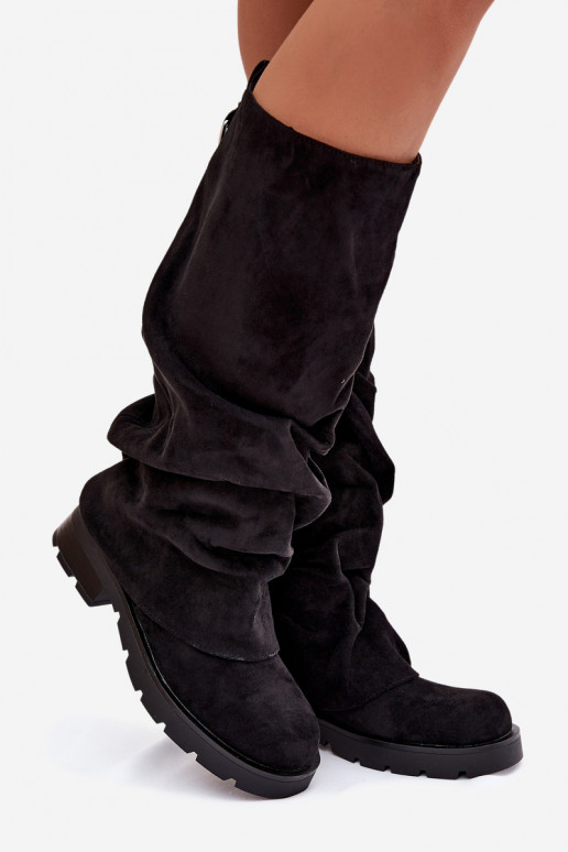 Sieviešu garie zābaki Paslīdēt uz Ar savilktu augšdaļu melnas krāsas Ilvessa