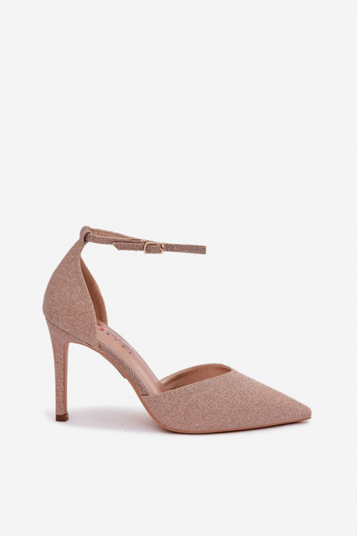 Spīdīgi augstpapēžu kurpes ar siksniņām Szampańskie Joranne