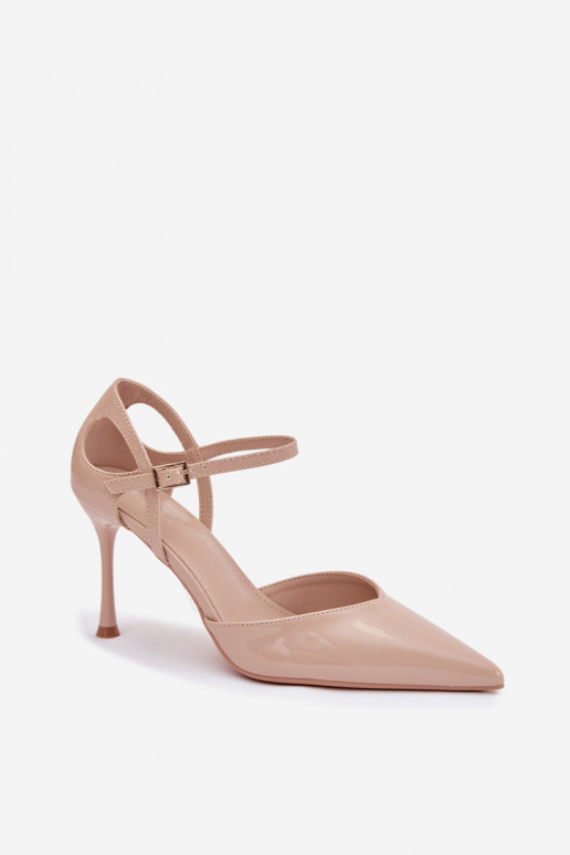 Laque augstpapēžu kurpes ar siksniņām smilšu krāsas Tarilin