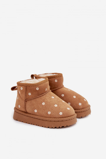 sniega apavi Bērnu apavi Ozdobione Ziedsuszkami brūnas krāsas Gracina 2