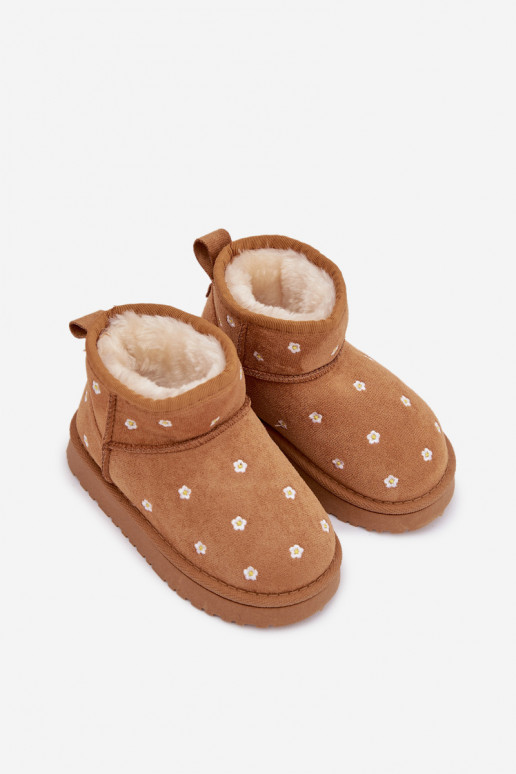 sniega apavi Bērnu apavi Ozdobione Ziedsuszkami brūnas krāsas Gracina