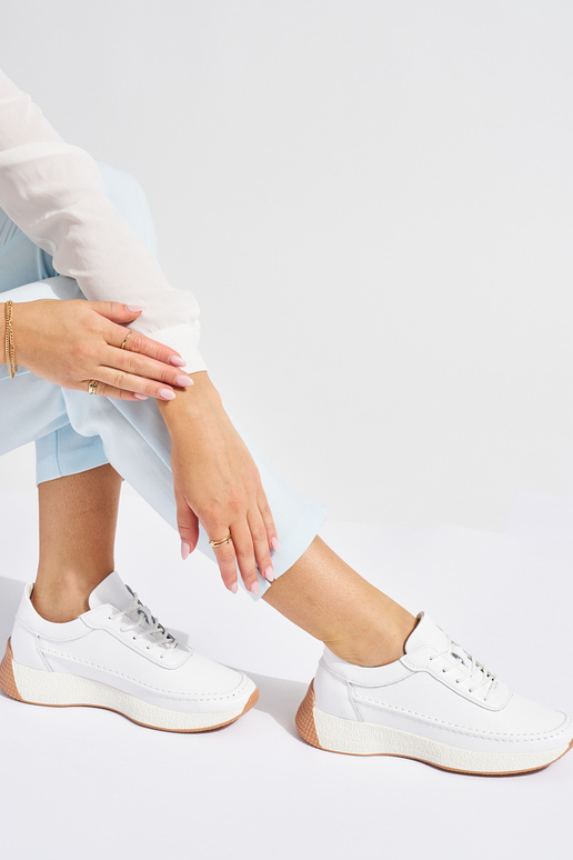 Sieviešu āda balta krāsa sieviešu apavi