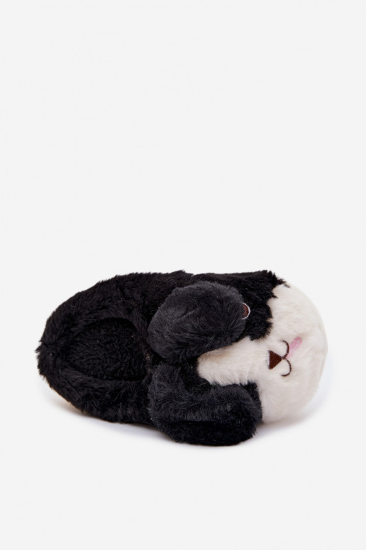 Bērnu apavi ar kažokādu Čības kucēni melnas krāsas Farnise