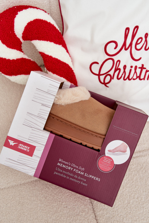 Sieviešu čības ar kažokādi, brūnas „Eveline"