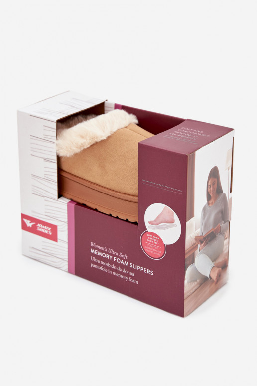 Sieviešu čības ar kažokādi, brūnas „Eveline"