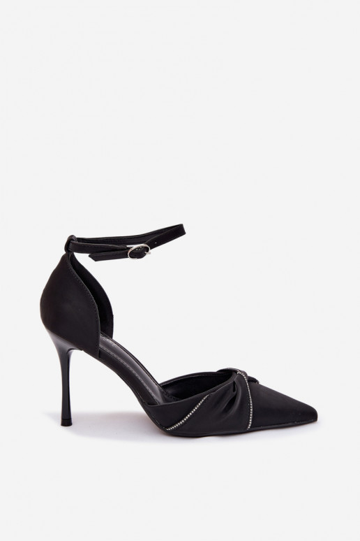 Augstpapēžu apavi ar mirdzošām acīm, melnas krāsas Katlina