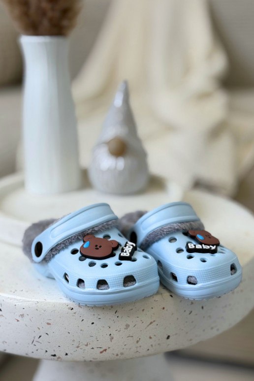 Bērnu siltas čības ar vilnu iekšpusē, gaiši zilas „Cerelle"