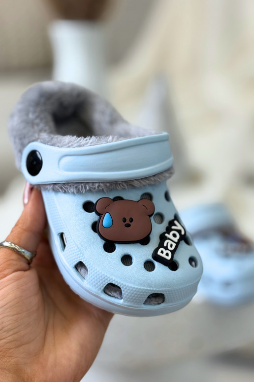 Bērnu siltas čības ar vilnu iekšpusē, gaiši zilas „Cerelle"