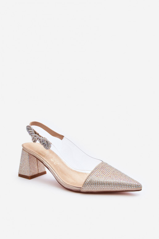 Eleganta stila Kurpes Apavi ar spicu purngalu D&A MR91292-1 Zelta krāsas