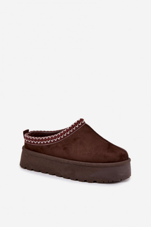 Zems sniega apavi SieviešuHaftem ar platformu CzekoladoIne Ieslēgtsrirya