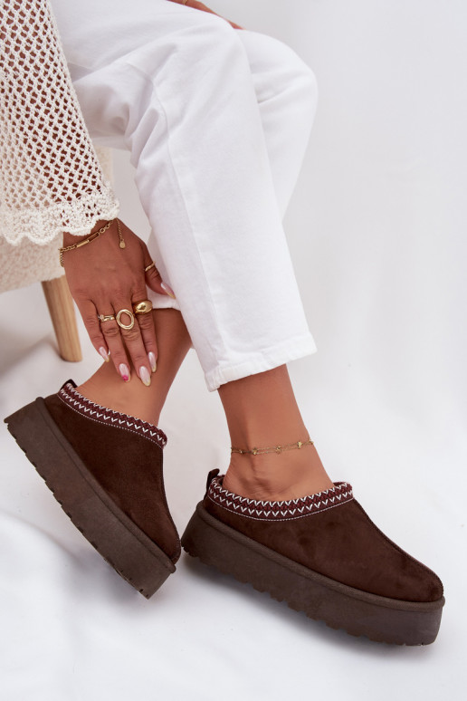 Zems sniega apavi SieviešuHaftem ar platformu CzekoladoIne Ieslēgtsrirya