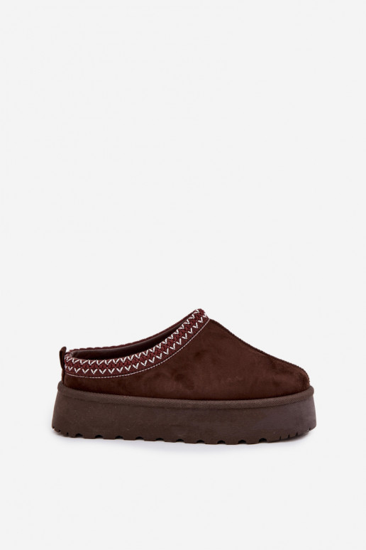 Zems sniega apavi SieviešuHaftem ar platformu CzekoladoIne Ieslēgtsrirya