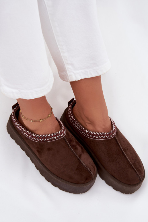 Zems sniega apavi SieviešuHaftem ar platformu CzekoladoIne Ieslēgtsrirya