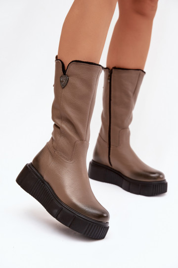 Zazoo 70121 Āda Sieviešu garie zābaki Ar Vilnu smilšu krāsas