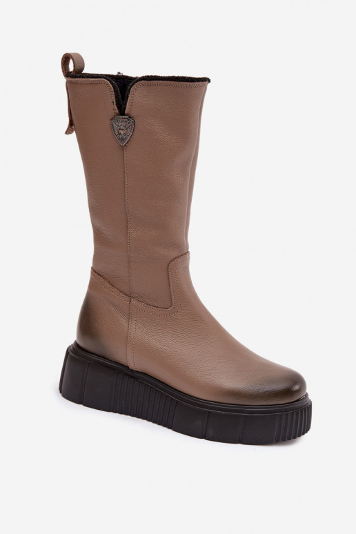 Zazoo 70121 Āda Sieviešu garie zābaki Ar Vilnu smilšu krāsas