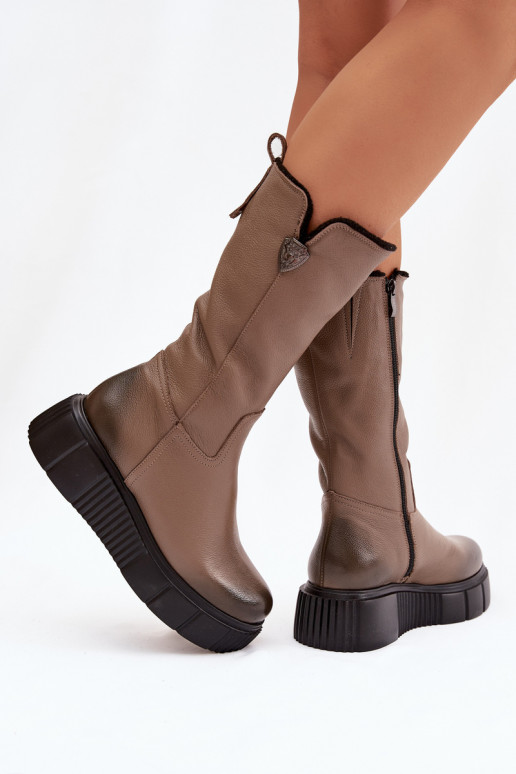 Zazoo 70121 Āda Sieviešu garie zābaki Ar Vilnu smilšu krāsas