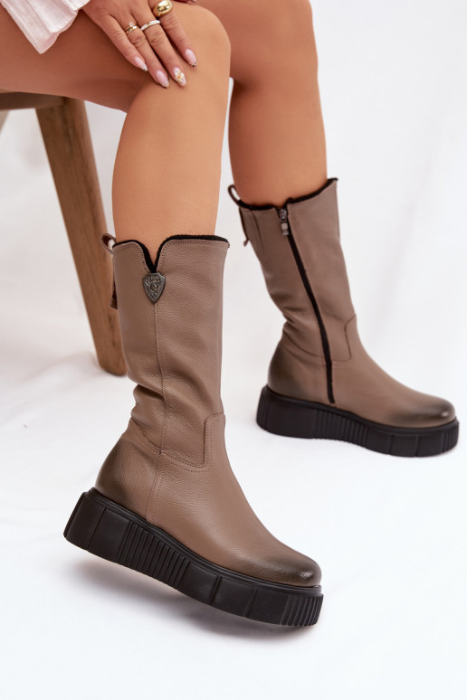 Zazoo 70121 Āda Sieviešu garie zābaki Ar Vilnu smilšu krāsas