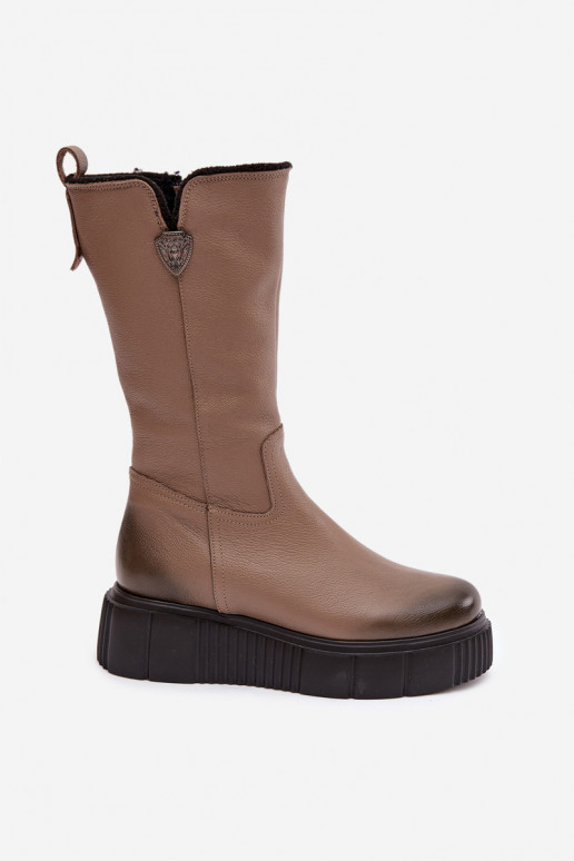 Zazoo 70121 Āda Sieviešu garie zābaki Ar Vilnu smilšu krāsas