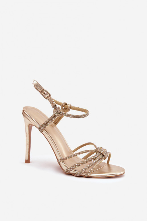 Sieviešu basenes ar papēdi Ar svītrām Un cirkoni Zelta krāsas Tanelle