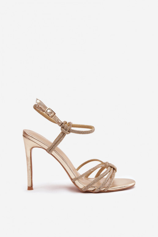 Sieviešu basenes ar papēdi Ar svītrām Un cirkoni Zelta krāsas Tanelle