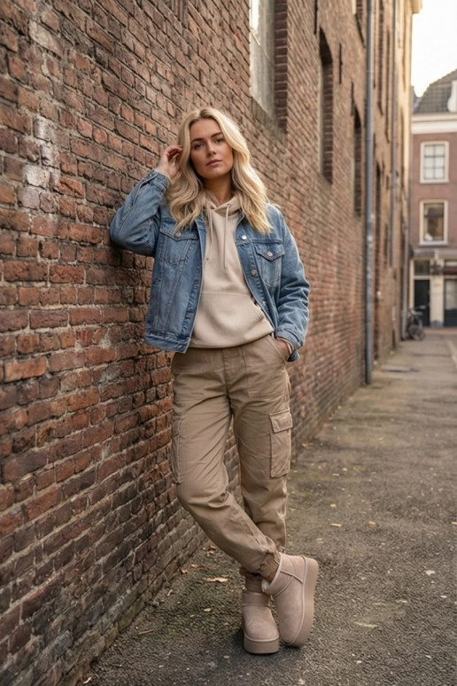 sniega apavi SieviešuIeslēgtsturalnego zamšādasu smilšu krāsas Tā irirene